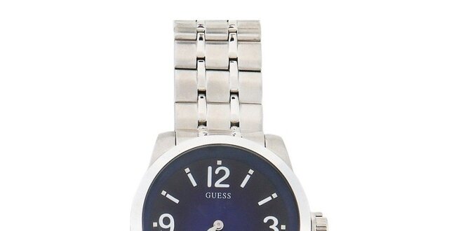 Pánské ocelové hodinky s modrým ciferníkem Guess