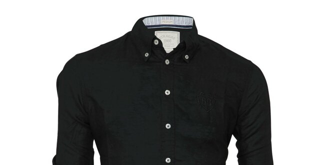 Pánská černá košile s kontrastními manžetami Paul Stragas
