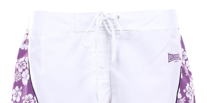 Dámské bílé šortky s fialovými stranami Lonsdale