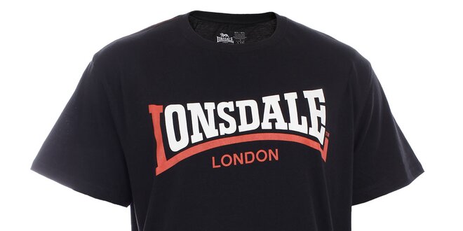Pánské černé triko s krátkým rukávem a dvoubarevným potiskem Lonsdale