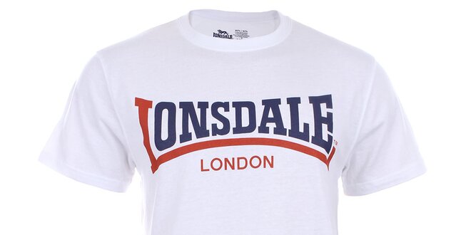 Pánské bílé triko s krátkým rukávem a dvoubarevným potiskem Lonsdale