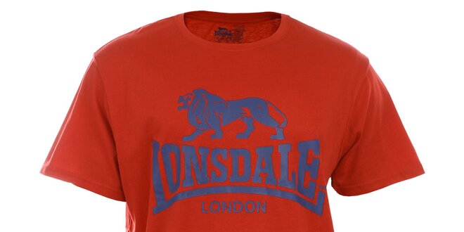 Pánské červené tričko s krátkým rukávem a modrým potiskem Lonsdale