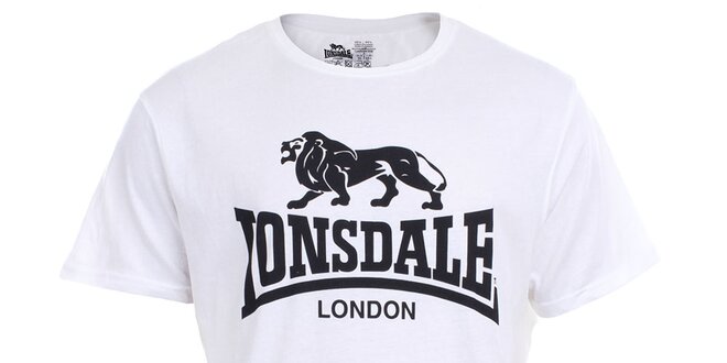 Pánské bílé tričko s krátkým rukávem a černým potiskem Lonsdale