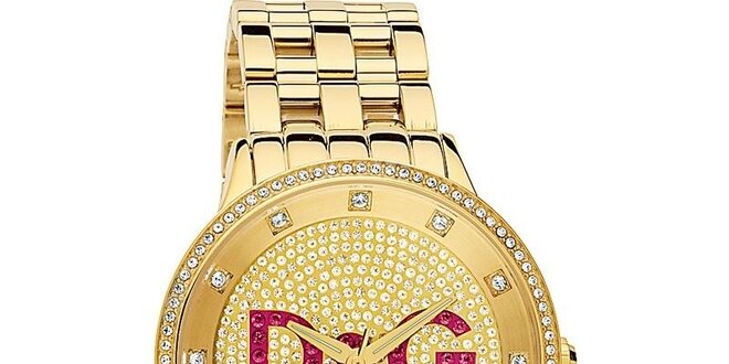 Unisexové ocelové hodinky ve zlaté barvě s krystaly Dolce & Gabbana