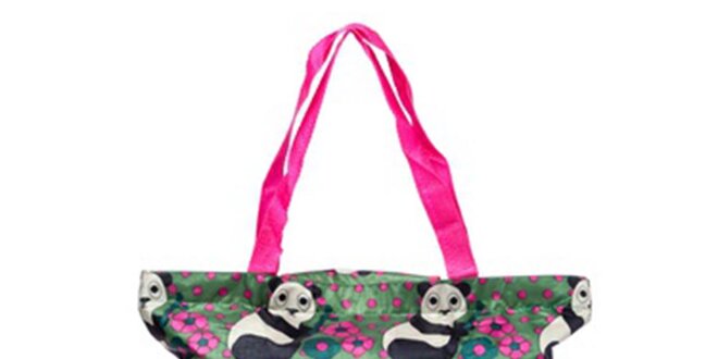 Dámské zeleno-růžová nákupní taška s medvídky Rosalita McGee