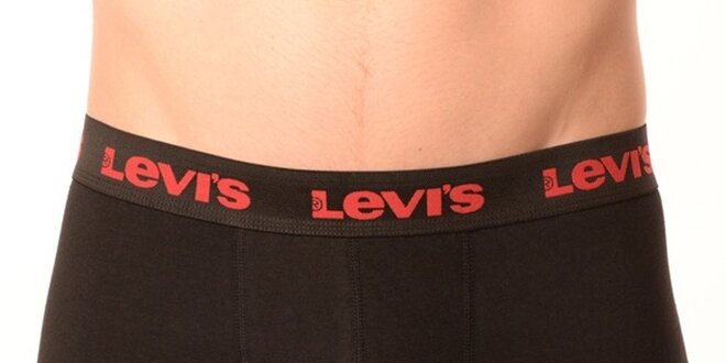 Pánské černé boxerky s červeným nápisem Levi's