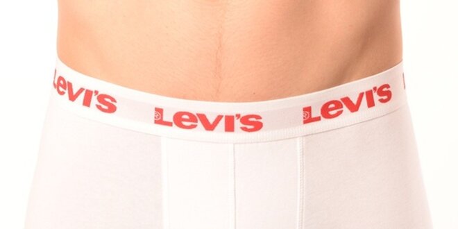 Pánské bílé boxerky s červenými nápisy Levi's