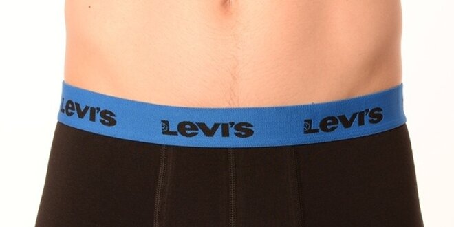 Pánské černé boxerky s modrou gumou Levi's