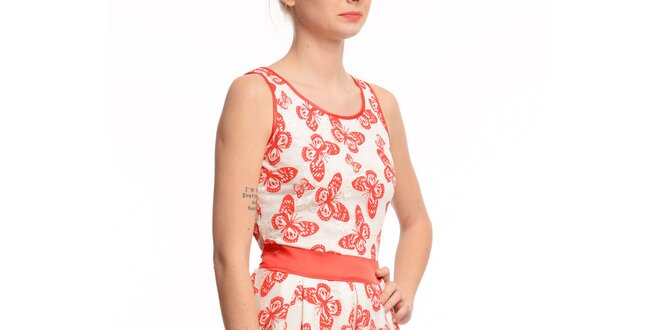 Dámské krátké šaty s červenými motýlky Butik 7279