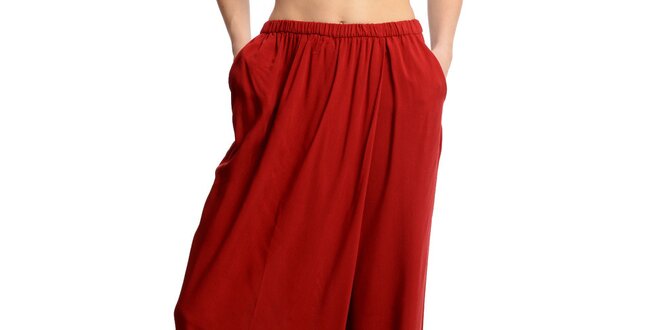 Dámské široké červené kalhoty Butik 7279