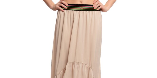 Dámská béžová sukně s pruhovaným pasem Butik 7279