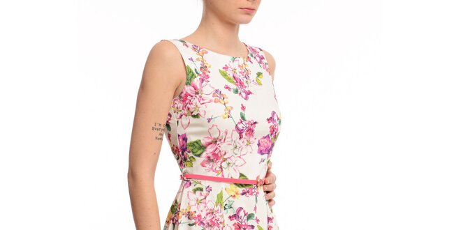Dámské pouzdrové šaty s květinovým potiskem Butik 7279