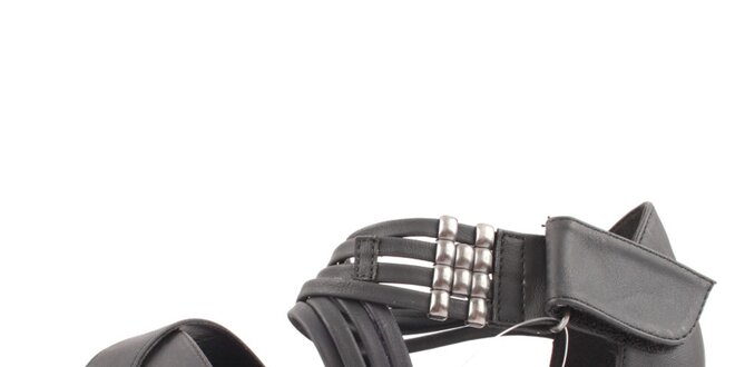Dámské šedo-černé kožené sandály Bel canto