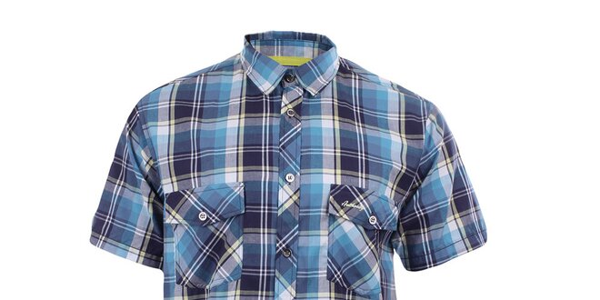 Pánská modře kostkovaná košile s krátkým rukávem Authority