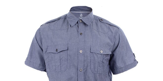 Pánská modře proužkovaná košile s krátkým rukávem Authority