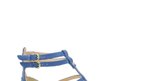 Dámské modré kožené gladiátorské sandálky Giorgio Picino