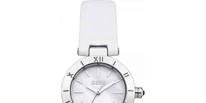 Dámské hodinky s bílým koženým páskem Oasis