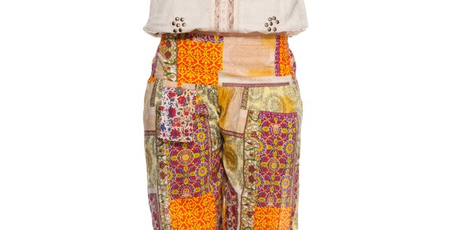 Dámské barevné kalhoty s patchworkovým vzorem Janis