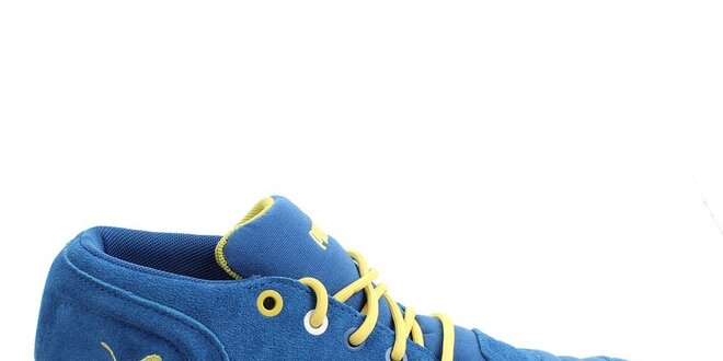 Pánské semišové modré boty se žlutými prvky Puma