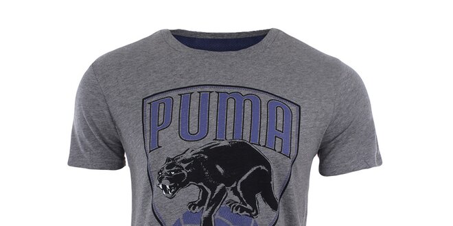 Pánské šedě melírované tričko s potiskem Puma