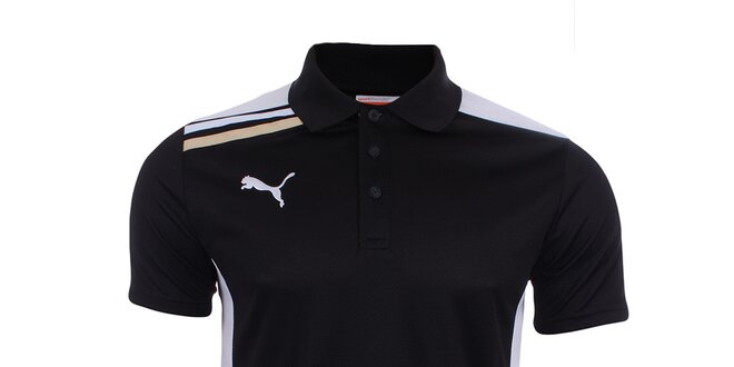 Pánské černé polo tričko s bílými prvky Puma