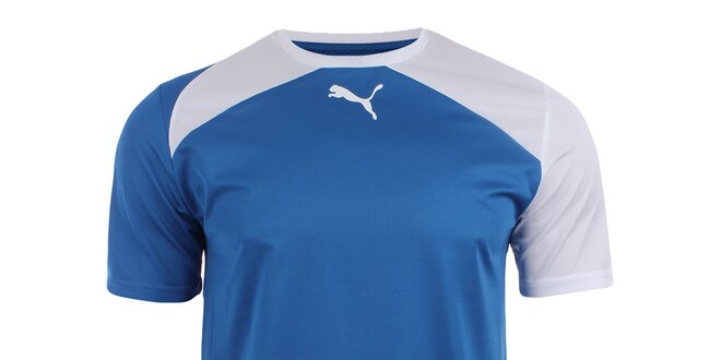 Pánské modré sportovní tričko s bílými detaily Puma