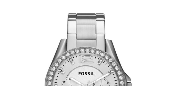 Dámské stříbrné hodinky se zirkony Fossil