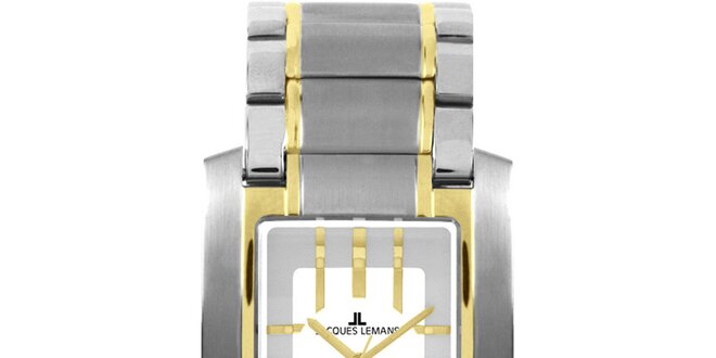 Pánské elegantní ocelové hodinky se zlatým proužkem Jacques Lemans