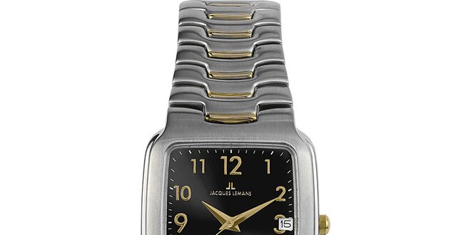 Pánské elegantní ocelové hodinky s černým ciferníkem Jacques Lemans