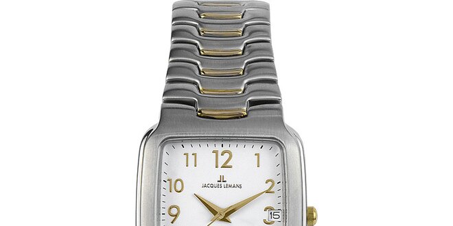 Pánské elegantní ocelové hodinky s bílým ciferníkem Jacques Lemans