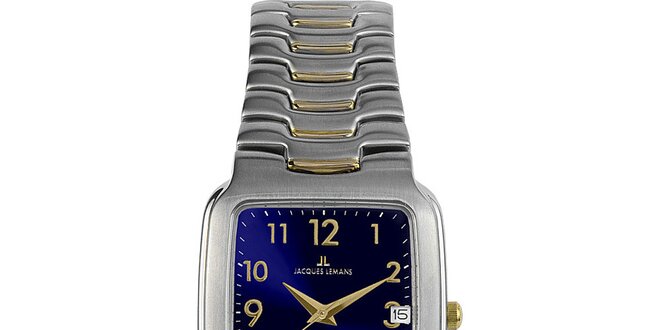 Pánské elegantní ocelové hodinky s modrým ciferníkem Jacques Lemans