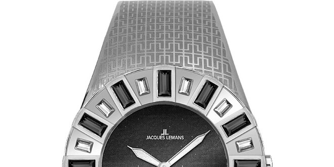 Dámské stříbrné  hodinky s krystaly Jacques Lemans