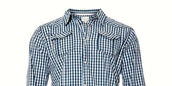 Ležérní pánská kostkovaná košile v modré barvě Deeluxe