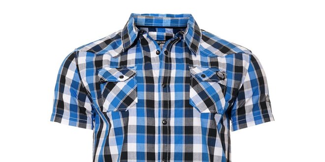 Ležérní pánská kostkovaná košile v modro-bílé barvě Deeluxe