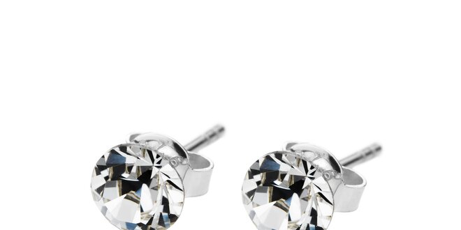 Stříbrné náušnice Swarovski Elements s kulatými krystaly
