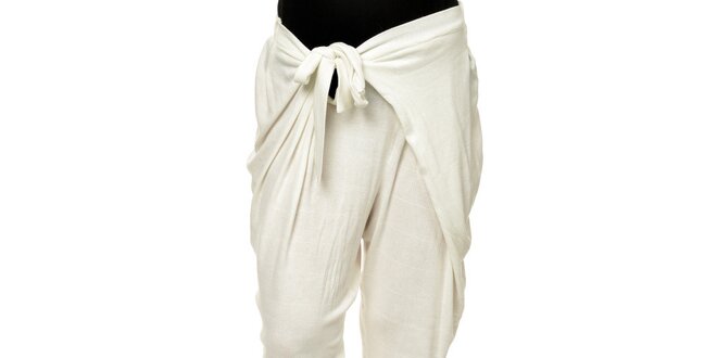 Dámské bílé zavazovací harémové kalhoty Joseph Alessander