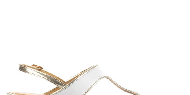 Dámské bílo-zlaté kožené sandály Joana and Paola