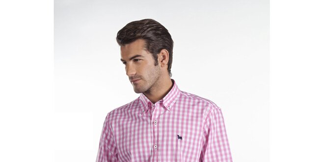 Pánská růžová kostkovaná košile Toro