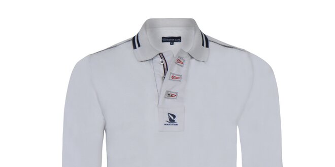 Pánské bílé polo tričko s dlouhým rukávem Giorgio Di Mare