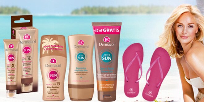 Balíček letní kosmetiky Dermacol a plážové žabky