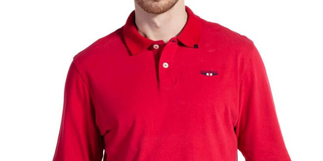 Pánské červené polo triko s dlouhým rukávem Galvanni