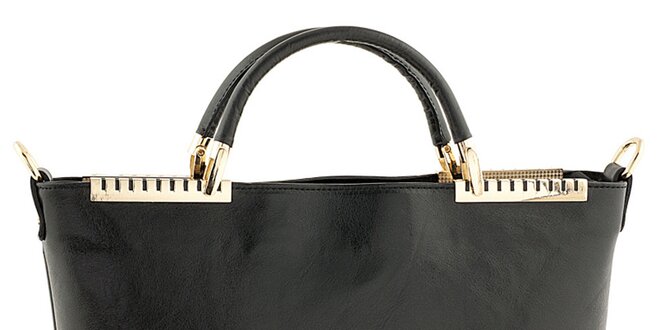 Dámská černá kožená kabelka s kovovými detaily Tina Panicucci
