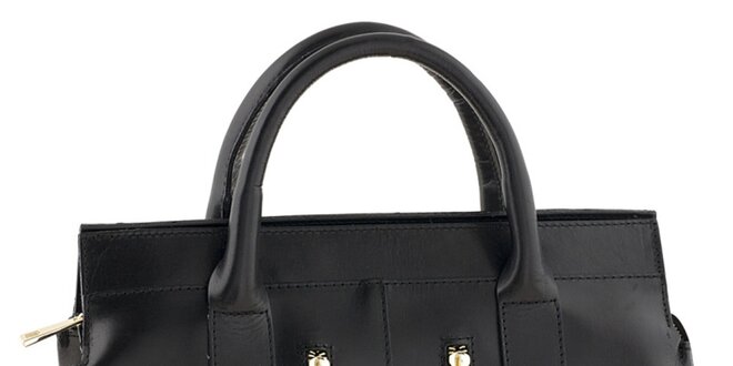 Dámská černá kožená kabelka se zipovými kapsami Tina Panicucci
