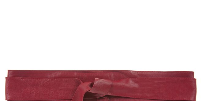 Dámský červený kožený zavazovací pásek Tina Panicucci