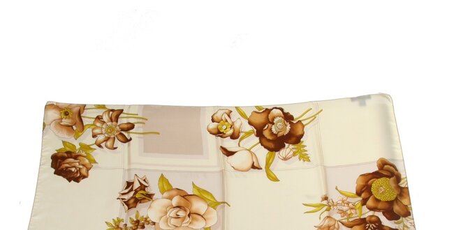 Dámský béžový hedvábný šátek Gianfranco Ferré s květy