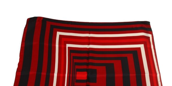 Dámský červeno-černý hedvábný šátek Gianfranco Ferré s grafickým vzorem