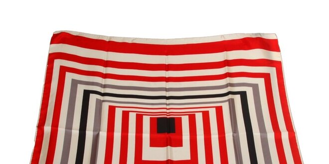 Dámský červeno-bílý hedvábný šátek Gianfranco Ferré s grafickým vzorem