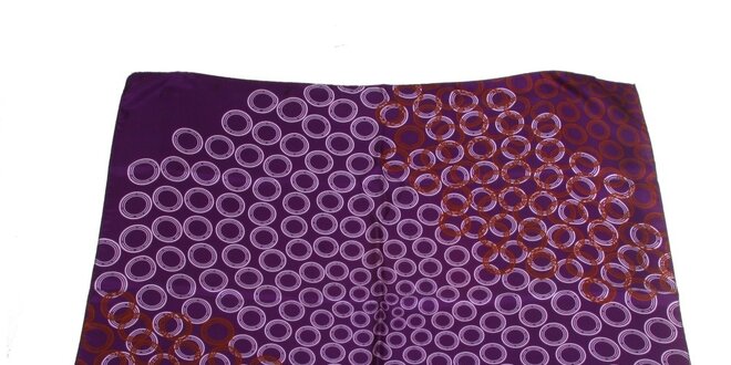 Dámský fialový hedvábný šátek Gianfranco Ferré s motivem kruhů