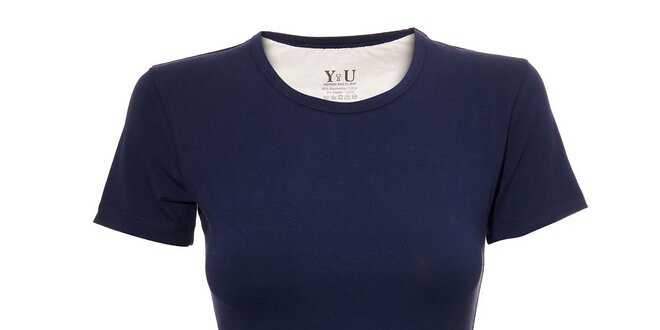 Dámské triko s kulatým výstřihem YU Feelwear v námořnické modré barvě