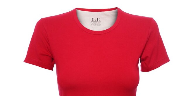 Dámské triko s kulatým výstřihem YU Feelwear v jahodové barvě